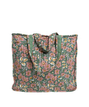 Cargar imagen en el visor de la galería, BOLSO PLAYA SHOPPING CREMALLERA ACOLCHADO FLORES
