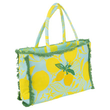 Cargar imagen en el visor de la galería, BOLSO PLAYA SHOPPING ESTAMPADO LIMONES APLICACIÓN ABALORIOS
