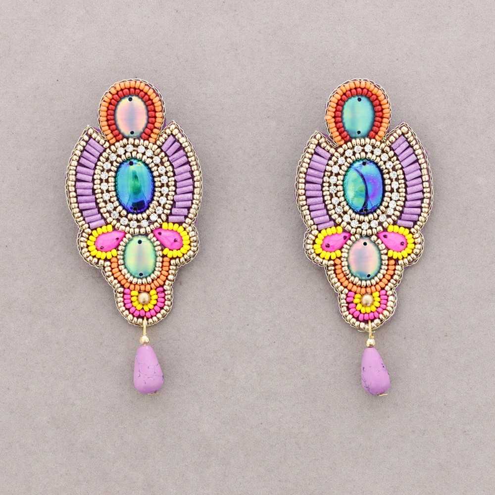 PENDIENTE ÉTNICO ABALORIOS COLGANTE GOTA