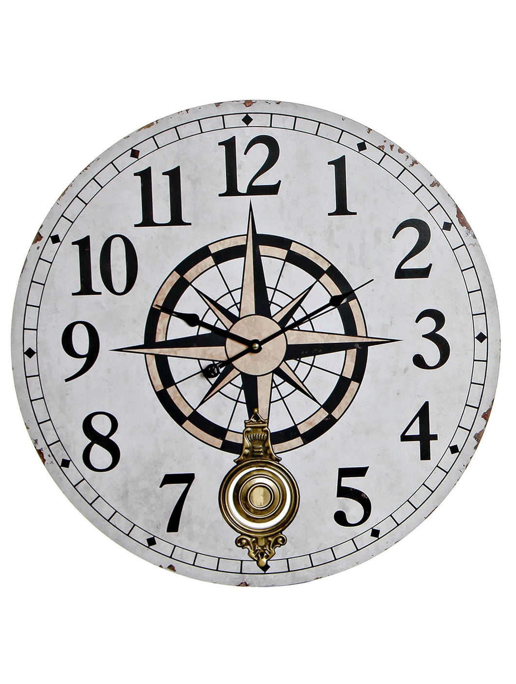 RELOJ PARED BRÚJULA PÉNDULO