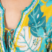 Cargar imagen en el visor de la galería, VESTIDO KAFTÁN KURTA ALGODÓN FLORES
