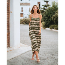 Cargar imagen en el visor de la galería, VESTIDO LARGO TIRANTES ESTAMPADO CON ANILLA EN LA ESPALDA

