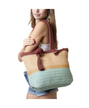 Cargar imagen en el visor de la galería, BOLSO RAFIA LÍNEAS COLOR
