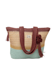 Cargar imagen en el visor de la galería, BOLSO RAFIA LÍNEAS COLOR

