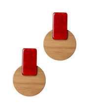 Cargar imagen en el visor de la galería, PENDIENTE LARGO DOS PIEZAS MADERA RESINA
