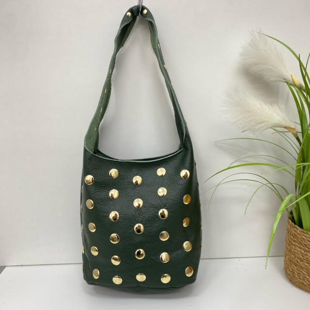 BOLSO PIEL SHOPPING TACHUELAS