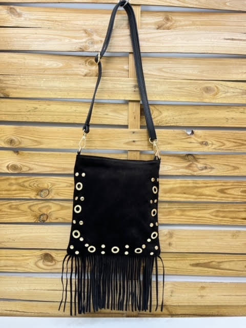 BOLSO PIEL ANTE FLECOS, TACHUELAS