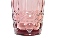 Cargar imagen en el visor de la galería, JUEGO 6 VASOS CRISTAL RELIEVE ROSA

