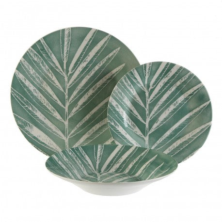 VAJILLA 18 PIEZAS HOJA VERDE